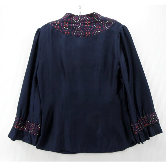 CK Bradley Top 6 Silk Blouse Round Neck Side Zip Career Colorful - Picture 6 of 11